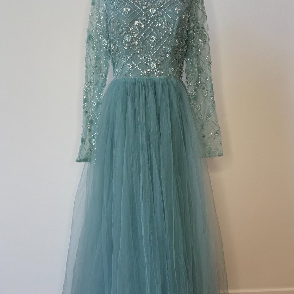 NEW Faeriesty Long-Sleeve Seafoam Princess Ball Gown, Size Large - Picture 7 of 12